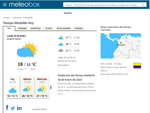 Captura de pantalla meteobox/medellin